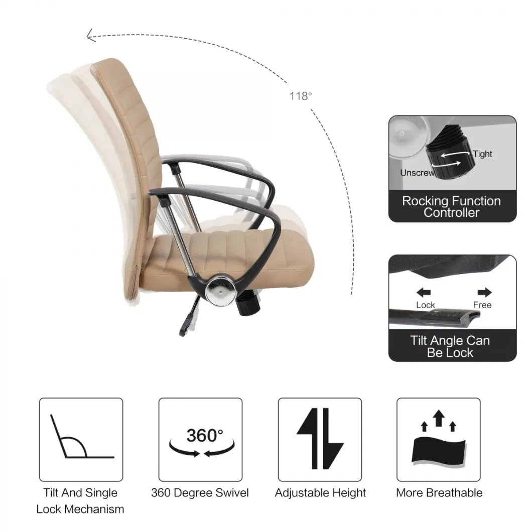 Modern Office Furniture Chair Staff Vistor Computer Chair PU + PVC Cover