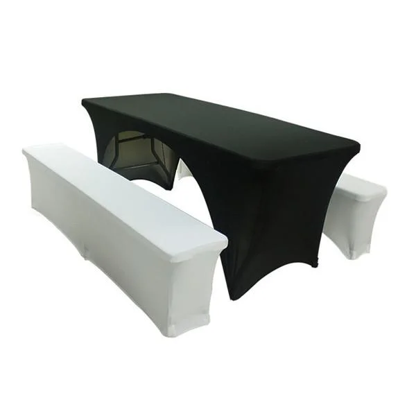 Outdoor 183cm Plain Decorative Polyester Elastic Stretch Wedding Garden Bench Covers