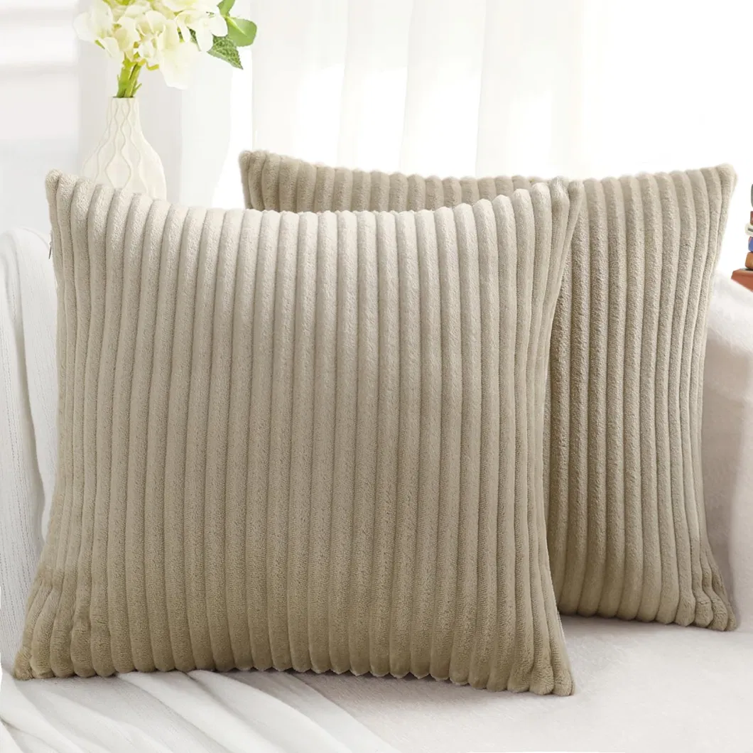 Soft Plush Flannel Double-Sided Fluffy Couch Throw Pillow Covers for Home