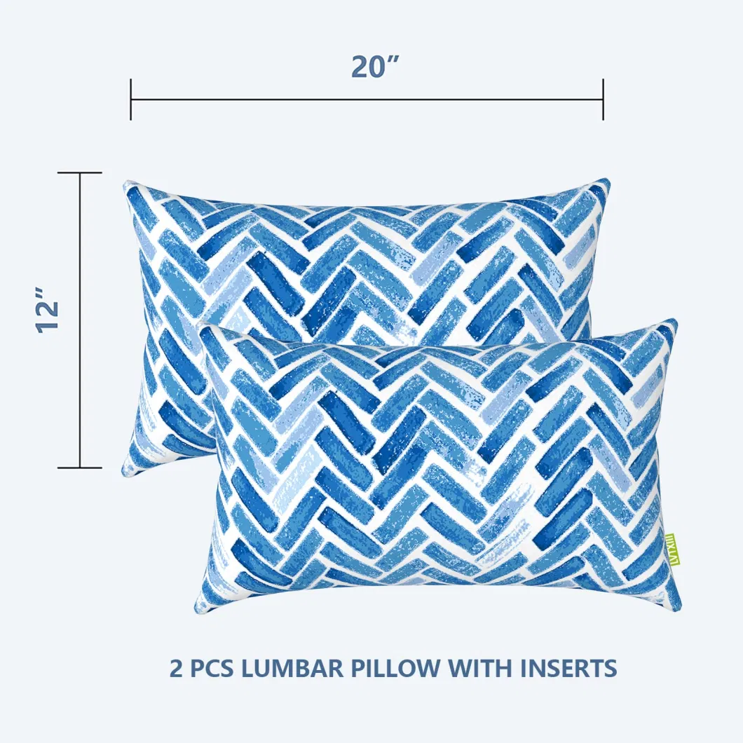 Outdoor Indoor Lumbar Pillow Covers Only, Fade-Resistant Patio Toss Cushion Cases Decorative Throw Pillowcase Shell for Couch Patio Garden Furniture