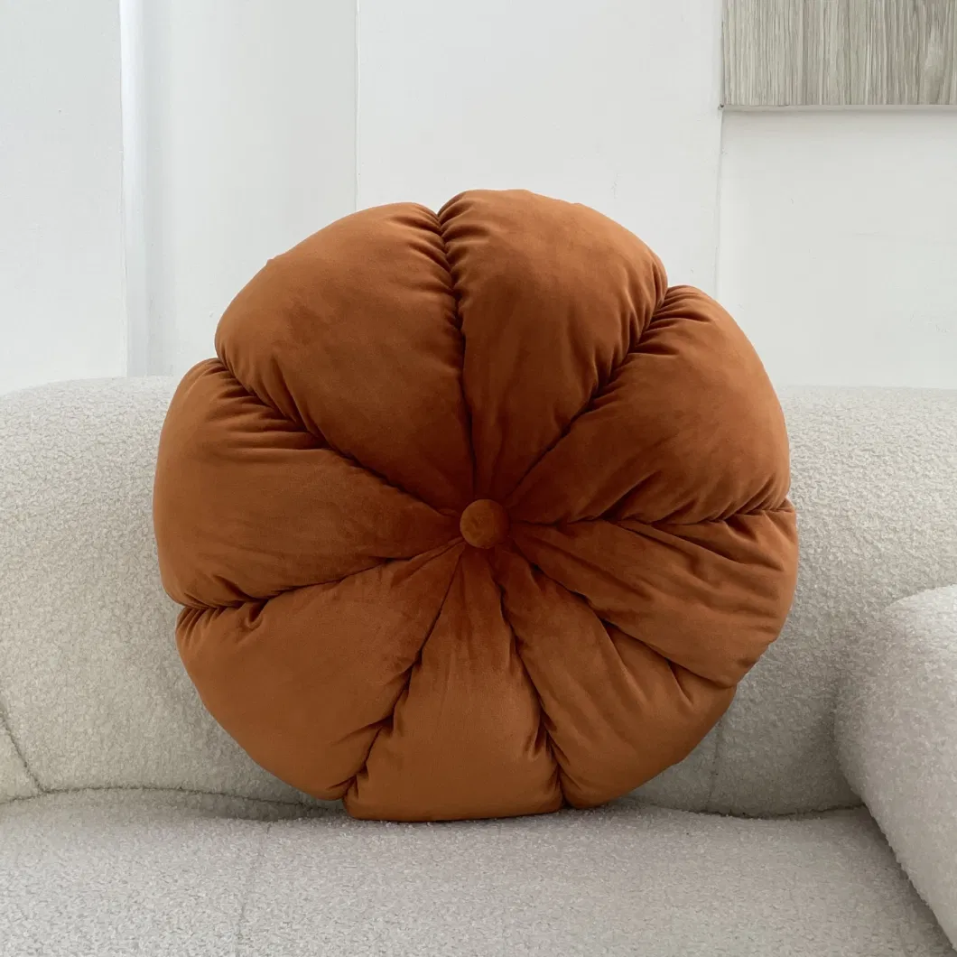 Velvet Pumpkin Cushion Futon Handmade Pleated Sofa Cushion Office Chair Cushion Bay Window Pillow