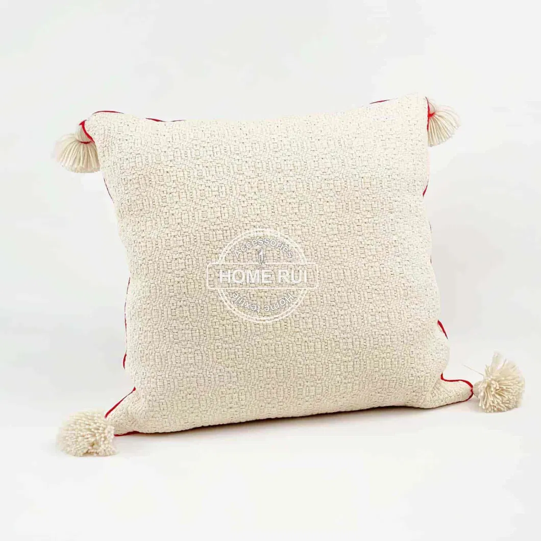 Manufacturer Beige Woven Decorative Throw Pillow Cover Square for Couch Bed Home Living Room Sofa Decor Cushion