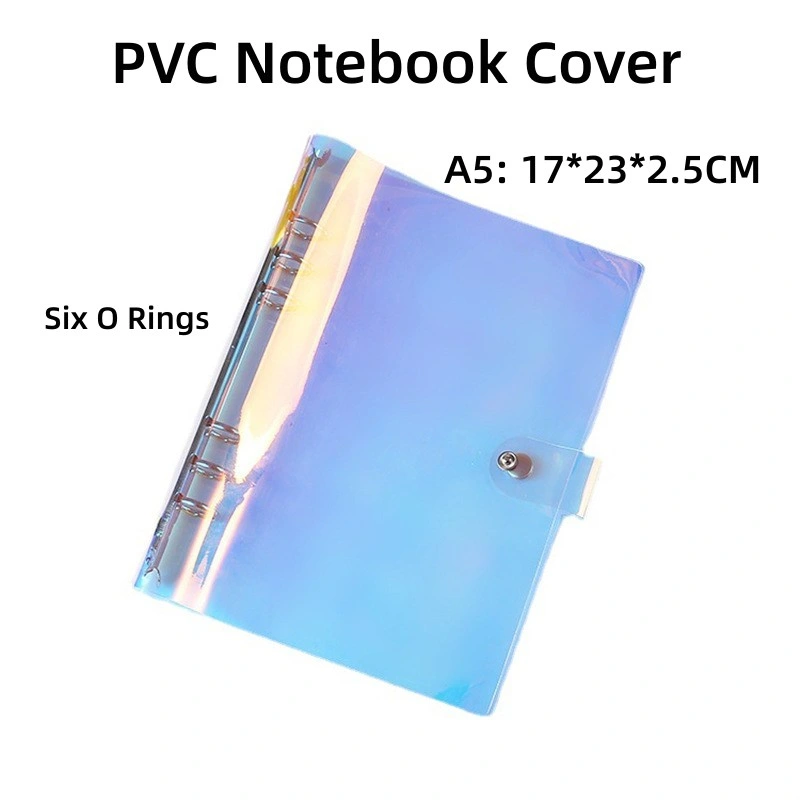 A5 Size Iridescent PVC Covers for Loose-Leaf Journal Note Book Notebook Diary Wholesale Stationery 6 Rings Binder Case, Binder Cover (without inner pages)