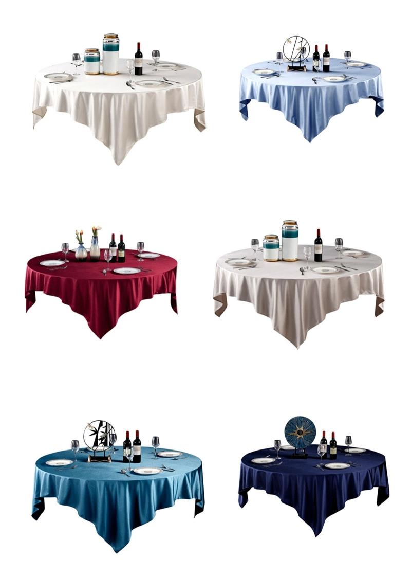 Hotel Polyester White 120&quot; Tablecloth Wedding Round Tablecloth Nappe Banquet Restaurant Table Cloth Double-Layer Wedding Table Cover