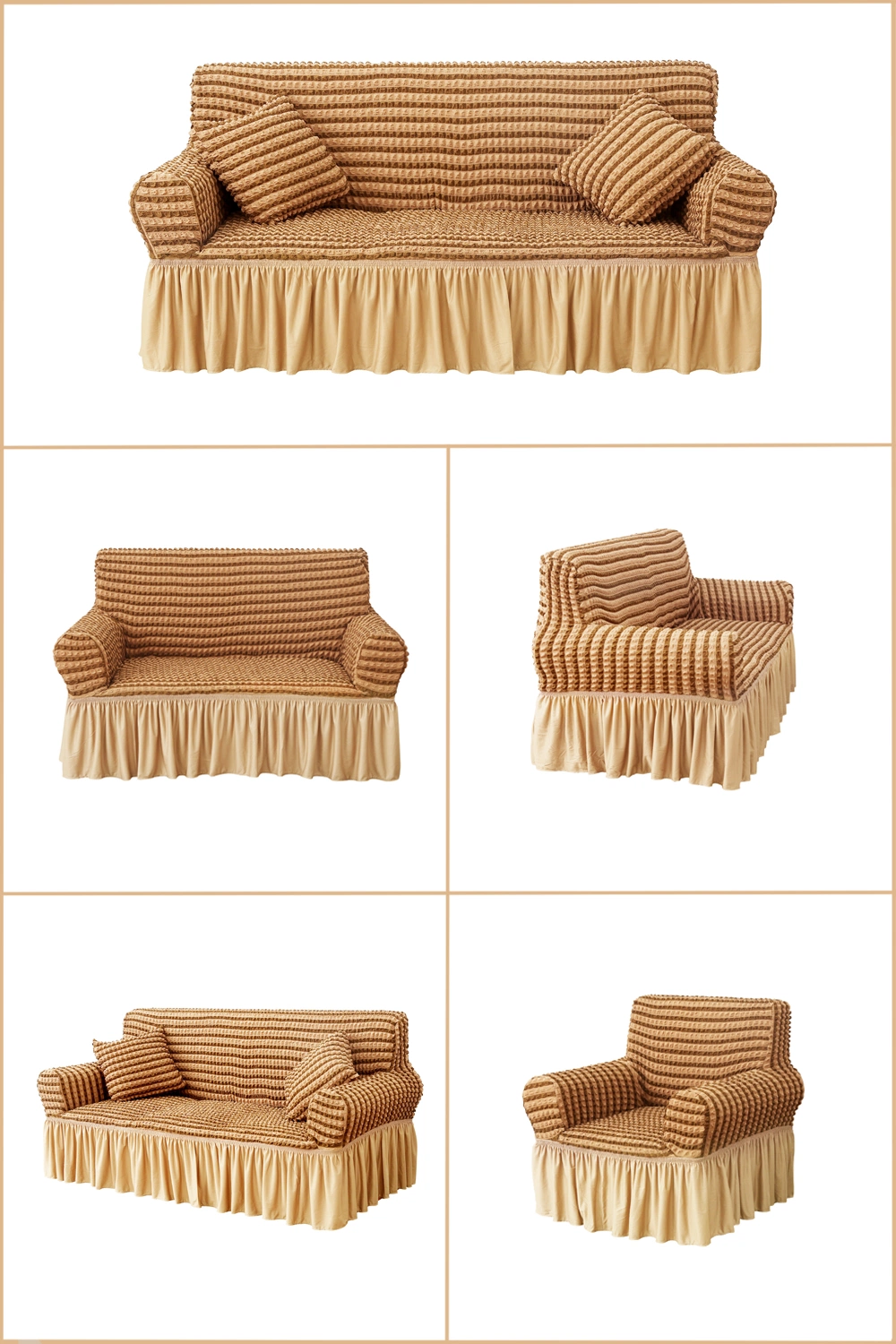 European Modern 3 Seater Spandex Elastic Sectional Sofa Slip Cover