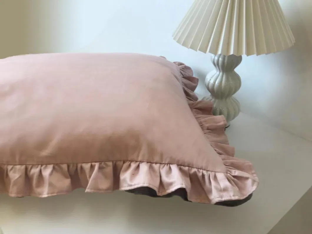 Cotton 300tc Ruffle Double-Sided Cushion Cover Bedroom Home Textile Pillowcase Cover