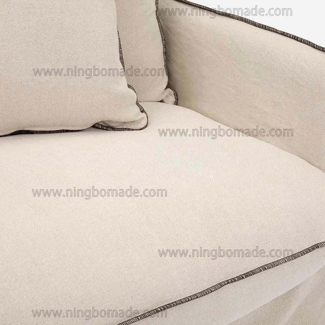 Contemporary Design Model Furniture Warm White Linen Single Sofa