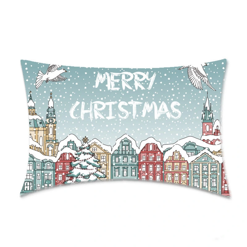 Christmas Decoration Polyeater Holiday Cushion Covers Pillow Case for Sofa Couch Chair Car