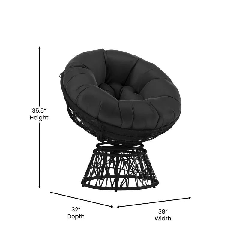 Outdoor Furniture Rattan Comfort Series Swivel Patio Chair with with Black Cushion