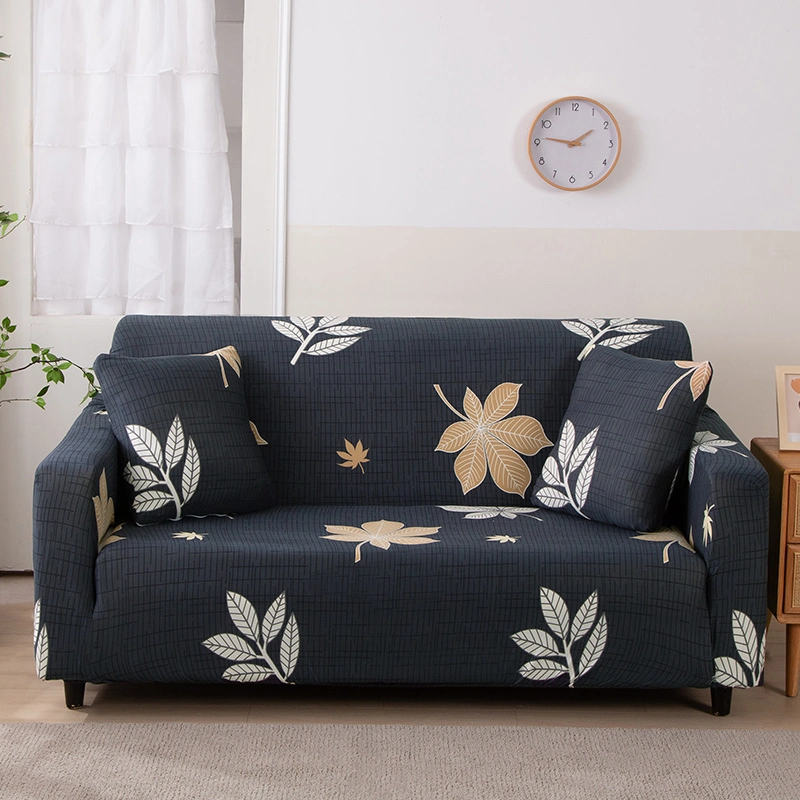 Luxury Waterproof Dark Green Leaves Printed 1/2/3/4 Seaters Stretch Sofa Cover