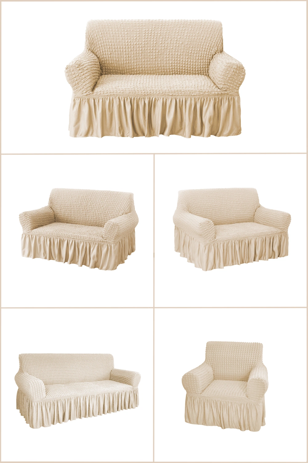 Custom Beige Spandex Elastic Chair Sofa Cover Stretch Slipcover