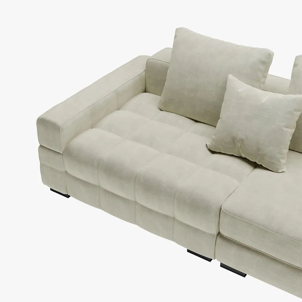 114.17&quot; Minimalist Sofawishtrack Arm Sofa, Deep Seat Couch, Anti-Scratch and Water-Proof Fabric, Beige