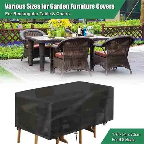 Black 420d Oxford Cloth Folding Outdoor Furniture Cover Waterproof with UV Protection for Garden Table and Chairs