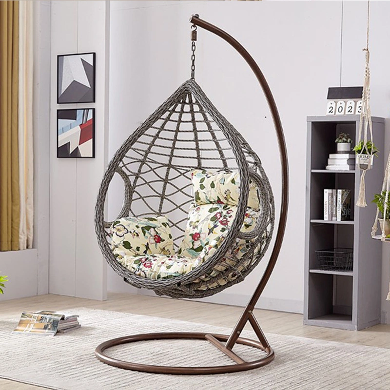 Hanging Chair Outdoor Indoor Wicker Tear Drop Hanging Chair with Stand