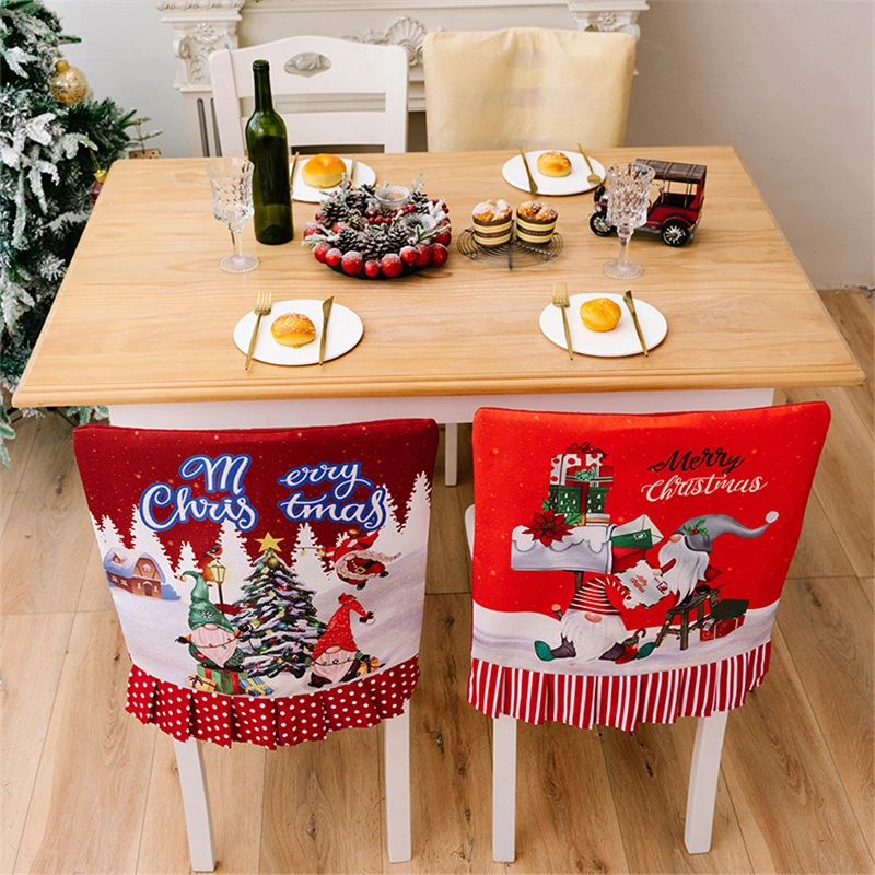 Christmas Pattern Dining Chair Slipcover Cloth Sleeve Chair Back Cover Protector for Home Dining Room - DOT