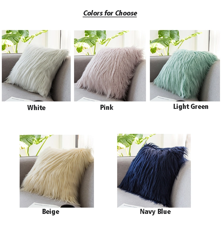 18 Inch Luxury Faux Fur Throw Pillow Case Cushion Cover White Navy Ivory for Sofa Bedroom Car Soft 45X45cm Home Decorative