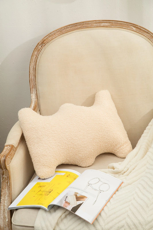 Irregular Shape Teddy Fluffy Wave Bag U-Shape Seat Pad Plush Cream Beige Mustard Brown Pillow Cushion