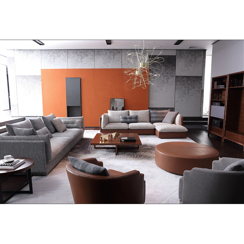High-End Contemporary Loose Couch Feather Down Filling High-Class Sectional Sofas Italian Style Modular Sofa for Villa