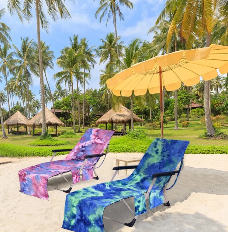 High Absorption Extra Large Microfiber Beach Chair Lounger Cushion Covers with Pocket