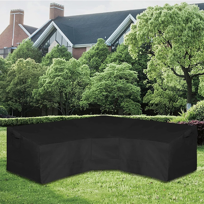 V-Shaped Sectional Sofa Cover, Waterproof Outdoor Sectional Cover, Heavy Duty Garden Furniture Cover with Air Vent