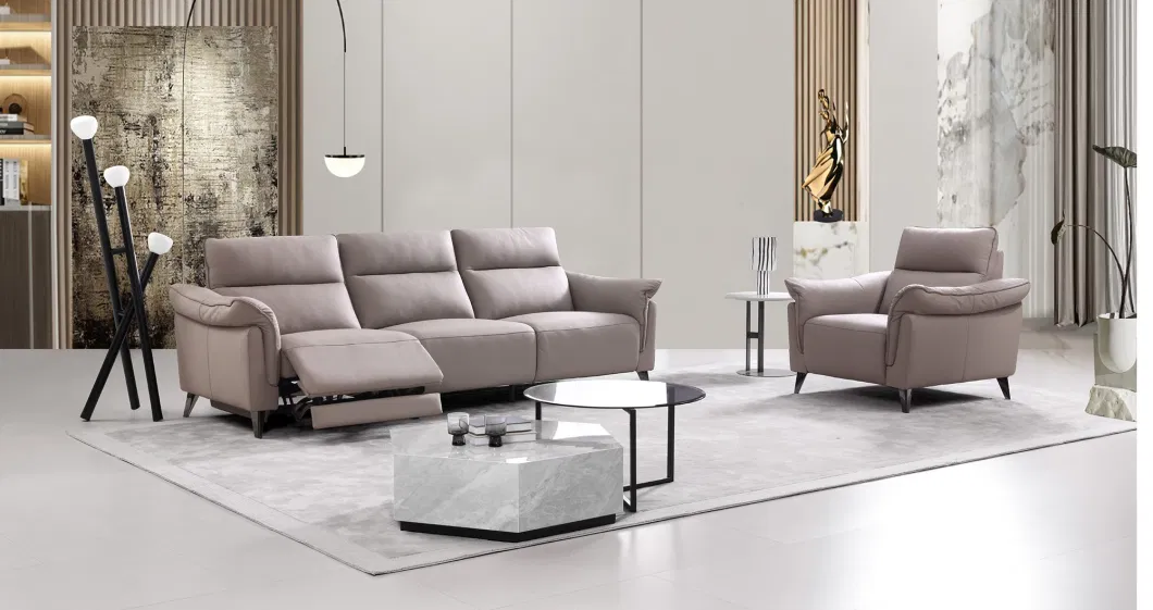 Home Furniture Grey Leather Single Armchair Louge Power Recliner Sofa with Reasonable Price