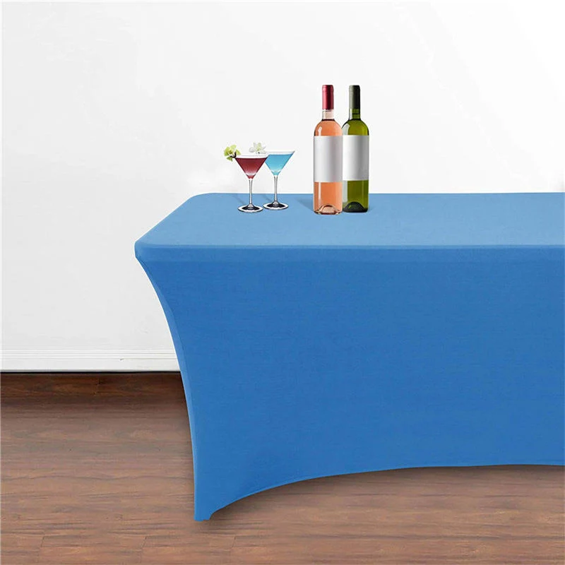 Rectangular Stretch Spandex Table Cover Light Blue 4FT/48&quot;L X 24&quot;W X 30&quot;H Polyester for Hotel