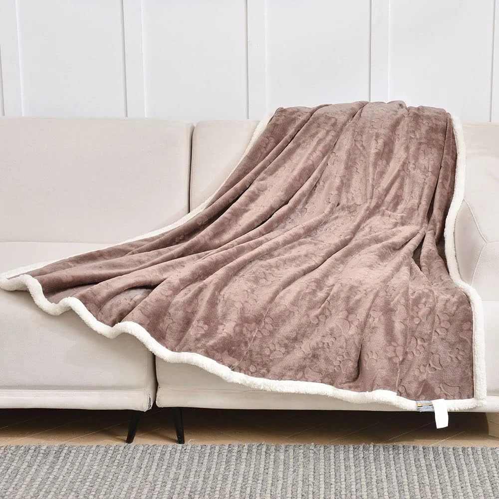 Soft Plush Reversible Throw Protector for Bed Couch