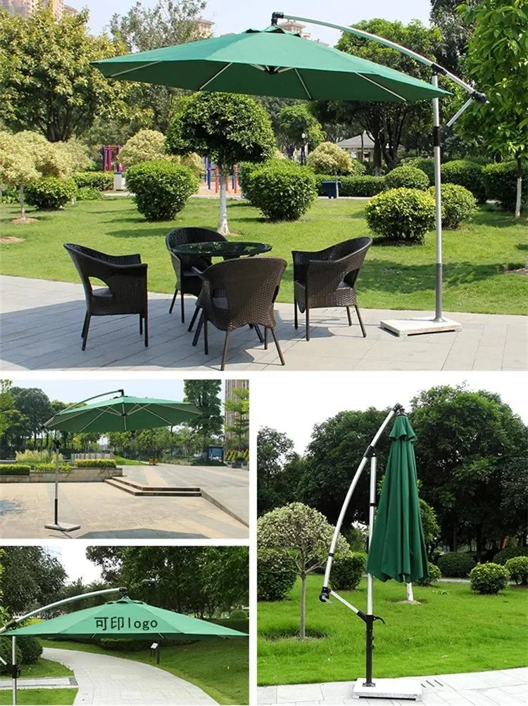 Outdoor Furniture Aluminum Side Post Beach Umbrella with Marble Base for Restaurant