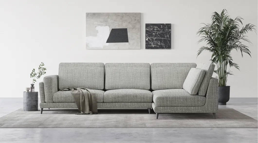 111.02&quot; Sectional Sofawishl-Shaped Sofa with Track Arm, Linen Fabric, Removable and Washable