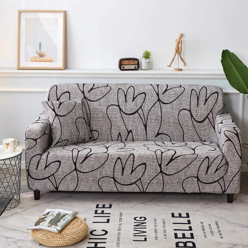 Classic Wave Print Stretch Corner Sofa Cover, Cushion Pillow Sofa Cover