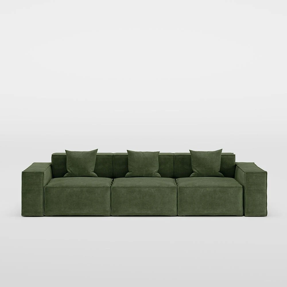 115.75 Minimalist Modular Sofa Track Arm Sofa Deep Seat Couch, Anti-Scratch and Water-Proof, Green