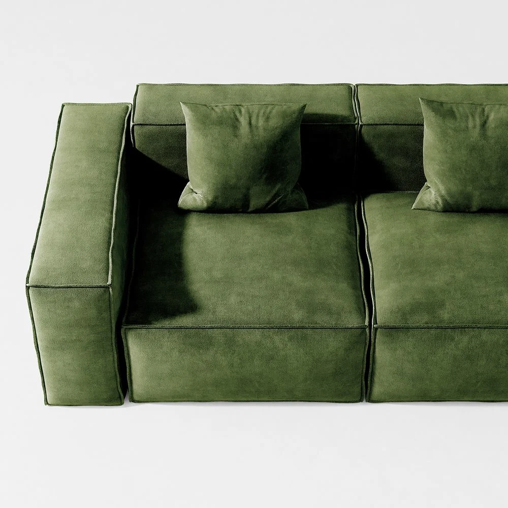 115.75 Minimalist Modular Sofa Track Arm Sofa Deep Seat Couch, Anti-Scratch and Water-Proof, Green