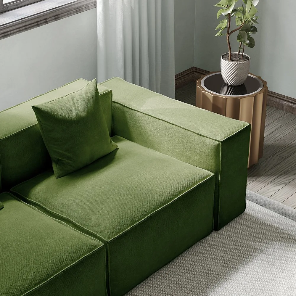 115.75 Minimalist Modular Sofa Track Arm Sofa Deep Seat Couch, Anti-Scratch and Water-Proof, Green