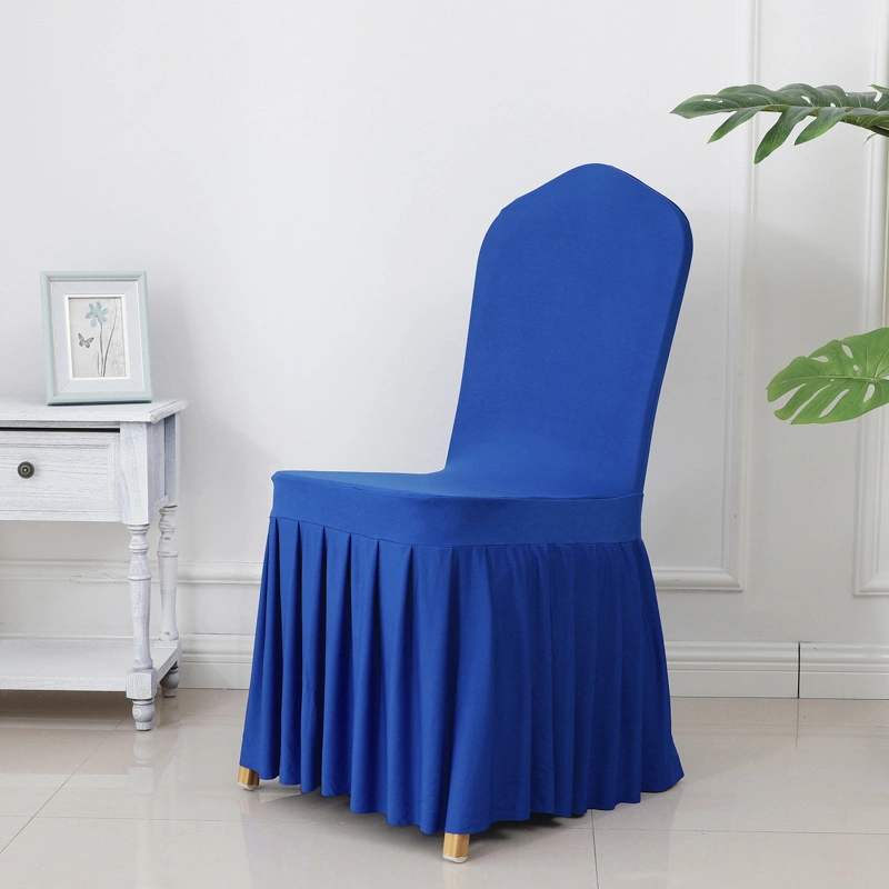 Hotel Wedding Hall Living Room Party Skirt Ruffle Ruched Stretch Elastic Spandex Chair Cover for Banquet