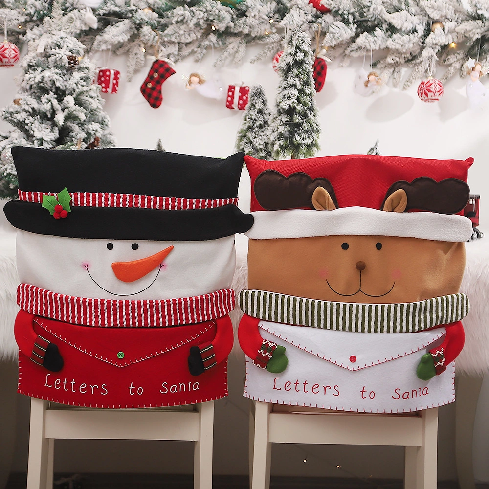 Christmas Supplies Creative Cute Old Man Snowman Envelope Chair Cover Festive Home Restaurant Place Decoration Supplies