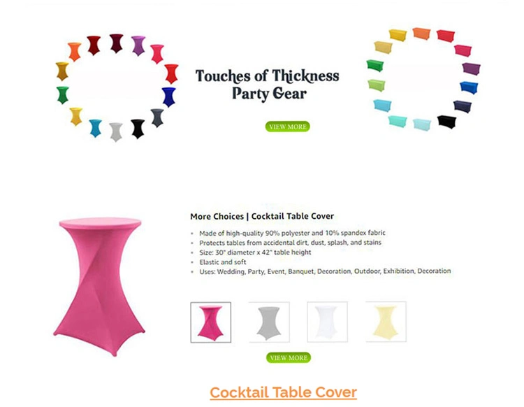 Cocktail Spandex Round Table Fitted Cover White 30X42 Inch Four-Way Tight for Weddings Banquets