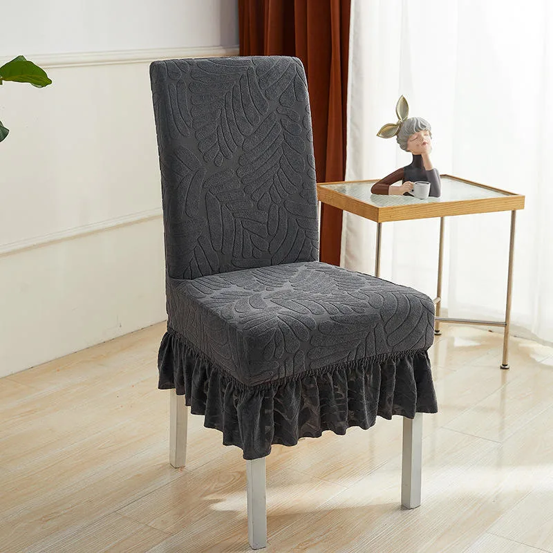 Hot Selling Solid Color Chair Covers Anti-Slip Dining Chair Stool Seat Cover Set with Ruffles Skirt for Wedding and Home