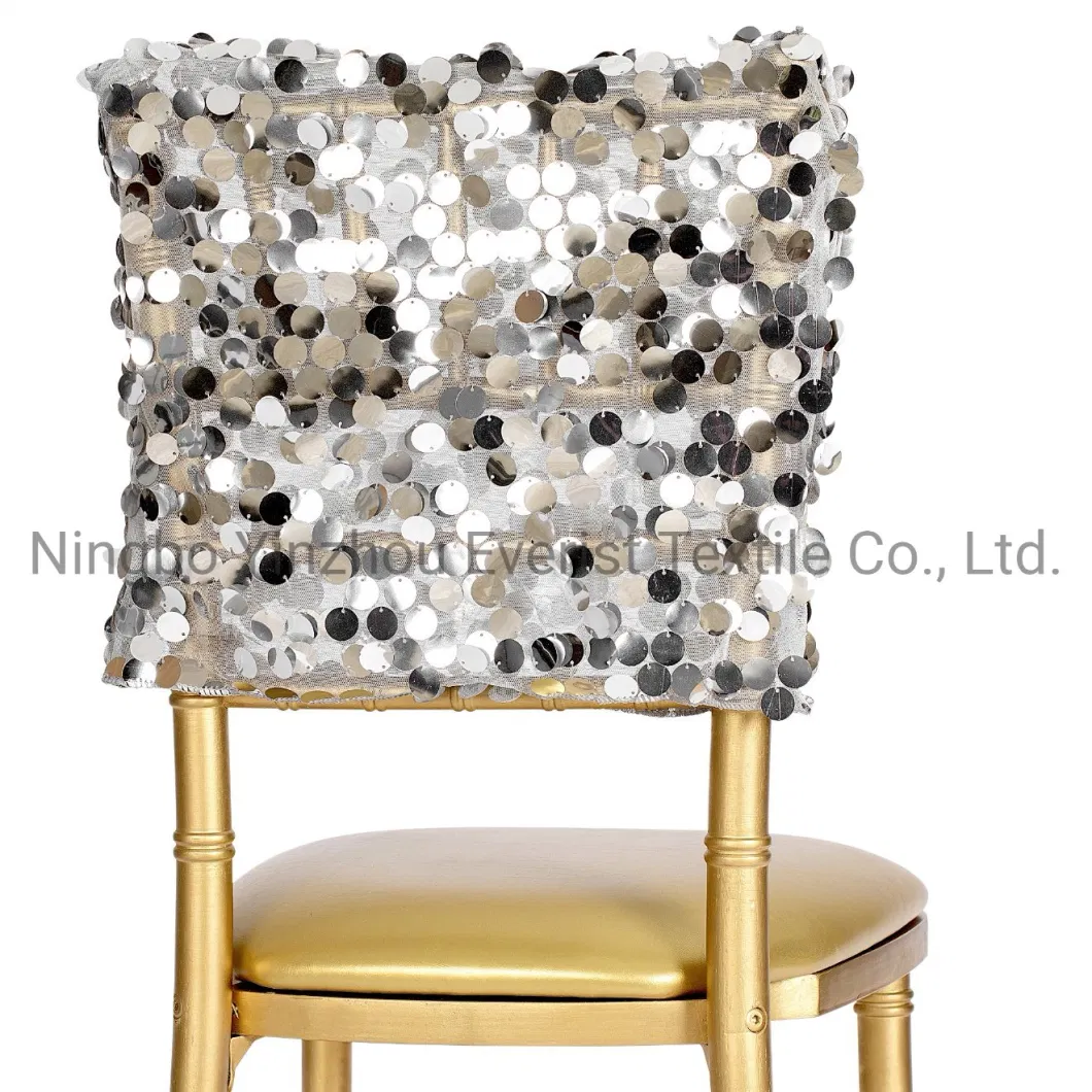 Large Payette Sequin Chair Cover Chair Cap for Wedding and Banquet- Silver