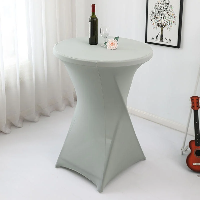 Round Fitted Stretch Cocktail Spandex Bistro Cocktail Bar Table Cover with Top Cover Stretch Tablecloths for Wedding Party Table Cover