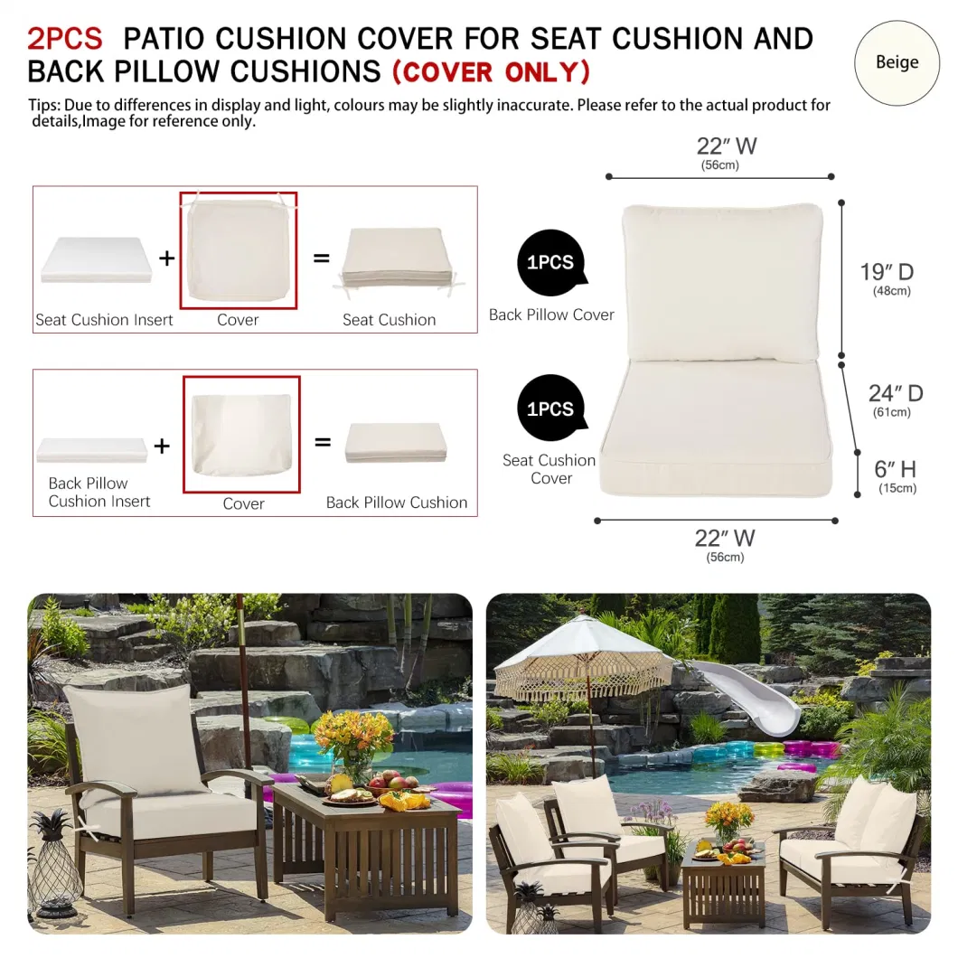 Patio Cushion Covers, Outdoor Cushion Covers Replacement, Water Resistant Chair Seat Covers Only, Outdoor Settee Cushion Cover