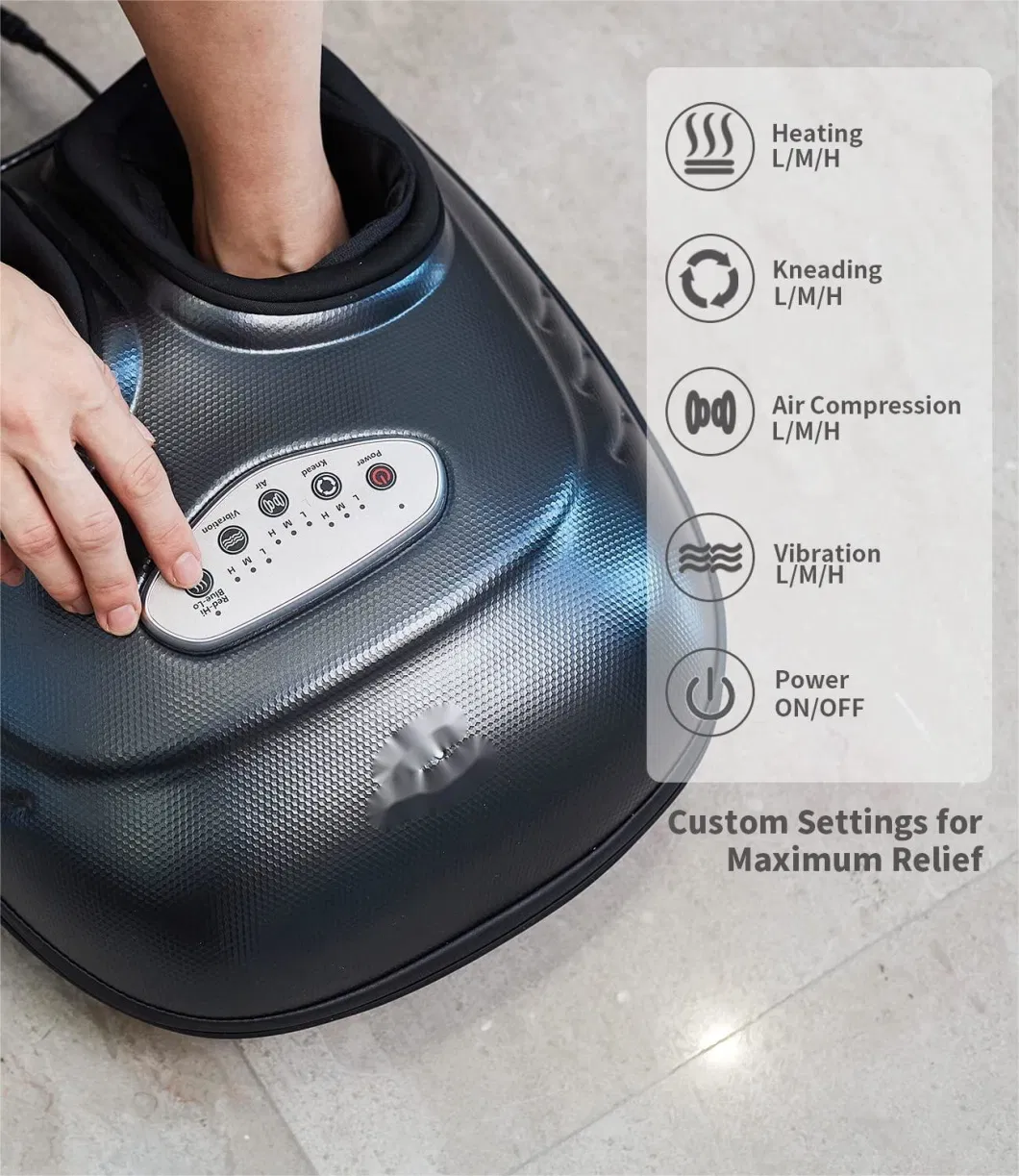 Foot Massager with Heat, Shiatsu Deep Kneading with Multiple Massage Modes &amp; Adjustable Air Intensity and Vibration