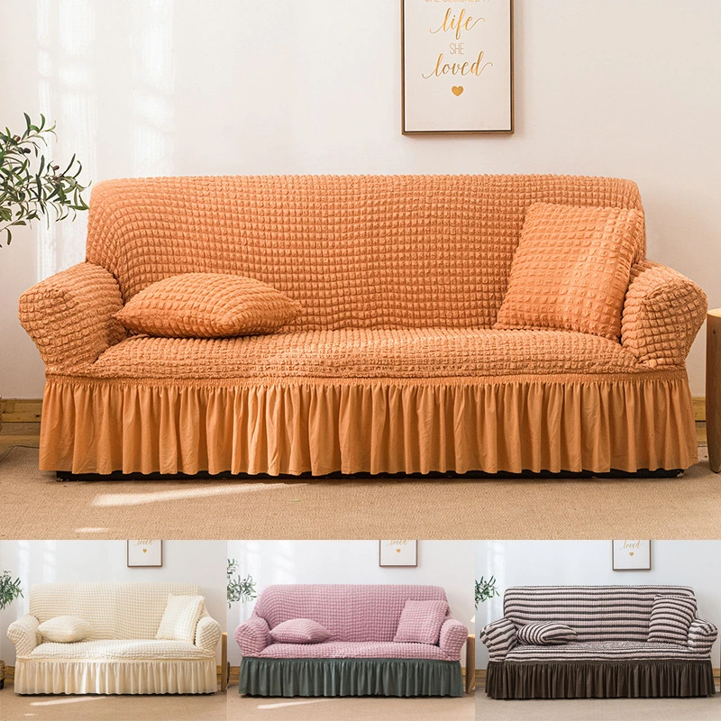 High Quality Polyester Stretchable Sofa Cover Fabric, 3 Seater Protective Skirt Slipcover Sofa Cover