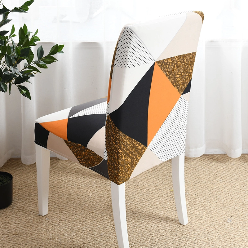 Wholesale Half Banquet Geometric Print Spandex Stretch Elastic Chair Seat Cover for Party Restaurant Home Kitchen