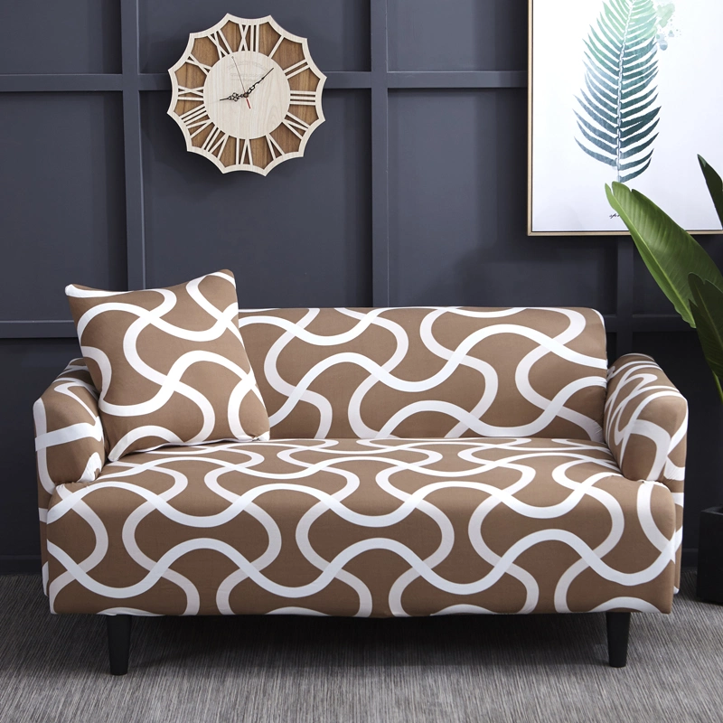 Classic Wave Print Stretch Corner Sofa Cover, Cushion Pillow Sofa Cover