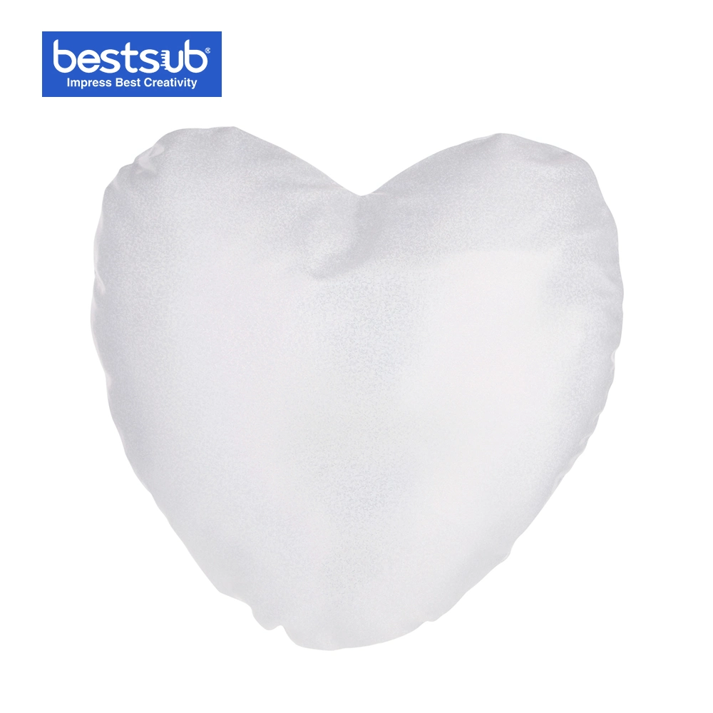 Bestsub Sublimation Glitter Heart Shape Pillow Cushion (40*40cm, White)