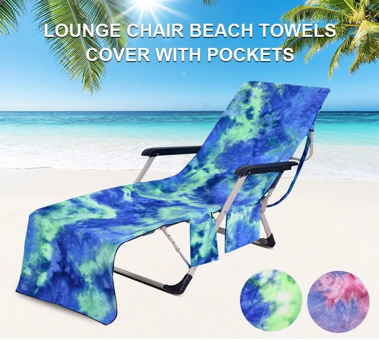 Extra Large Fast Dry Microfiber Beach Chair Lounger Cover with Pocket