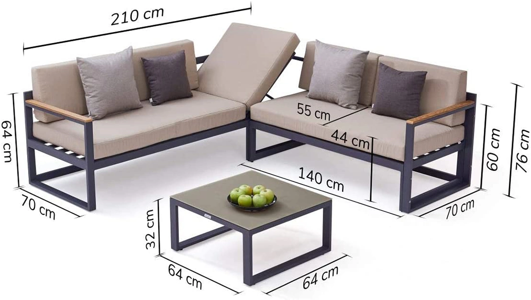 Modern Leisure Comfort Furniture Combination Set Garden Waterproof Aluminum Sofa