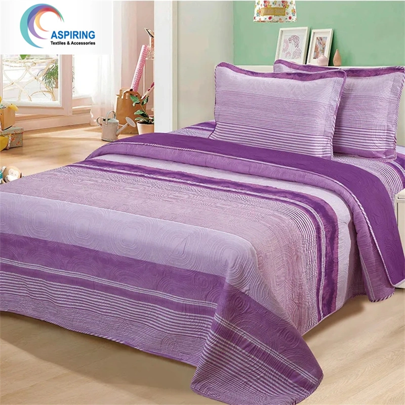 Prinyed Quilted 3 Piece Embossed Bedspreads Sets Ultrasonic / Autosonic Quilted Bed Cover and Comforter &amp; Quilts