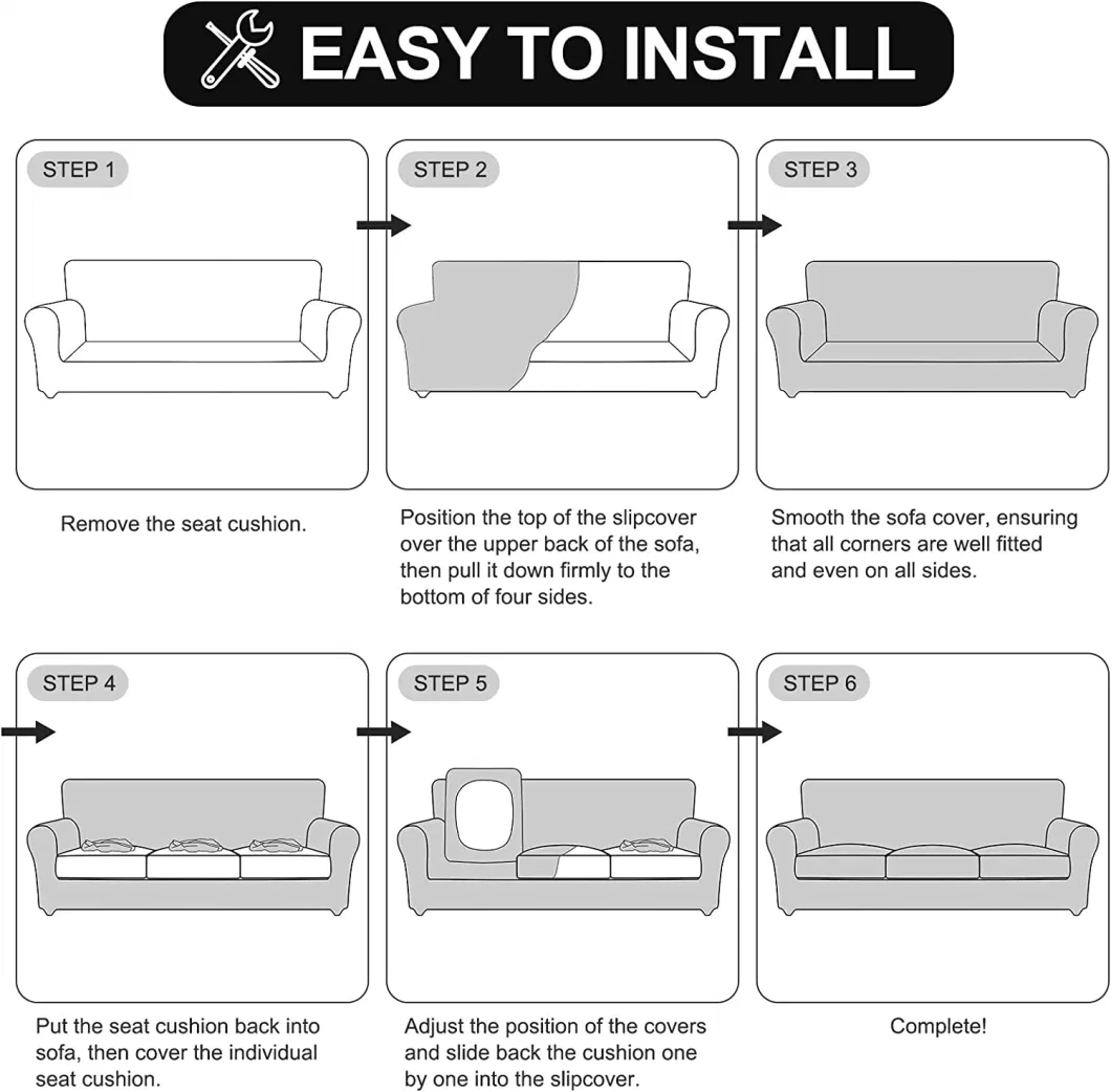 Slipcovers for Sofas with 3 Cushions, Stretch 4 Piece