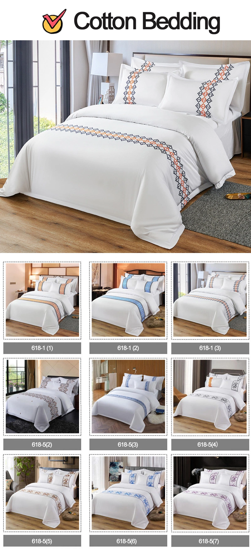 Factory Bed Linen Wholesale 100% Cotton Motel Linen, Bedclothes King Size Sheets for Hotel
